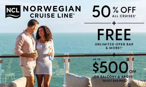 Norwegian Cruise Line 50% Off all cruises and more!